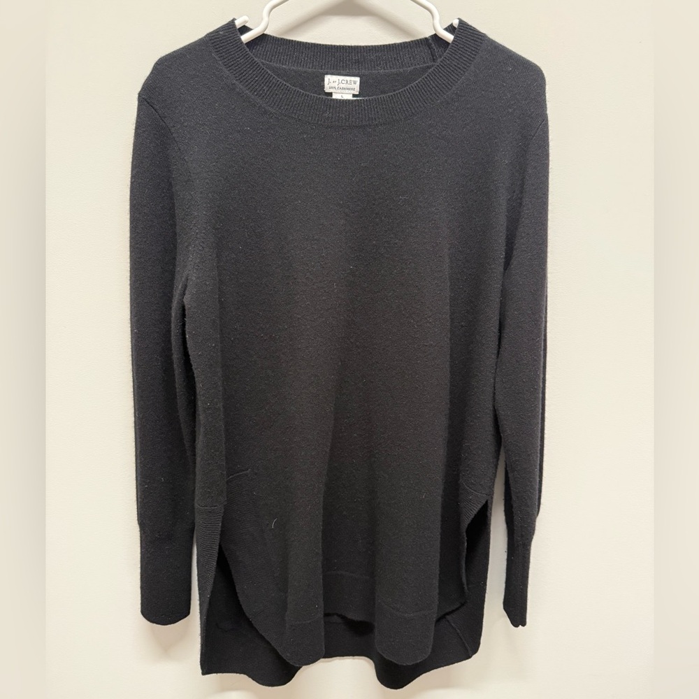 J.Crew Women's Italian Cashmere Side-Slit Tunic in Black - Picture 2 of 10
